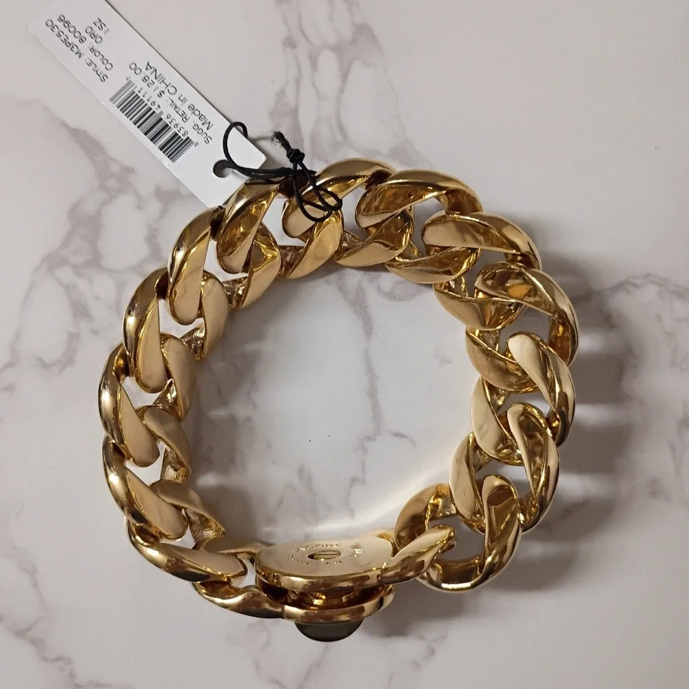 MARC JACOBS Katie Chunky Gold Link Bracelet w/ Turn Lock Clasp & Dust Bag - NWT
